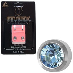 STUDEX Birthstone studs - mini bezel s/s - march / aquamarine